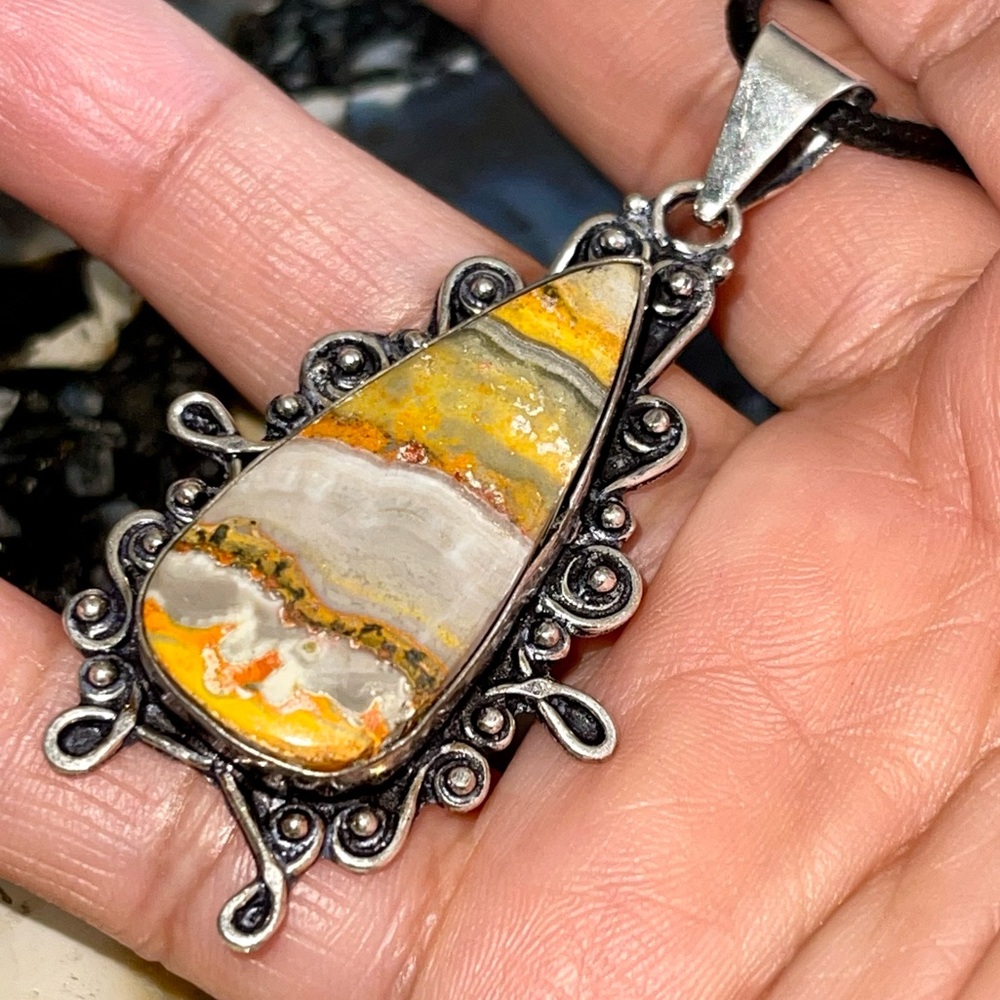Indonesian Buzzing Bumblebee Jasper Pendant 2 1/4